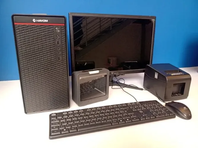 Kit pdv frente de caixa leitor fixo computador impressora