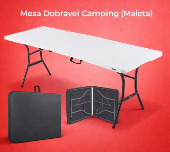 MESA PORTATIL DOBRÁVEL 6 LUGARES 1.80 METROS E SUPORTA ATÉ 100KG