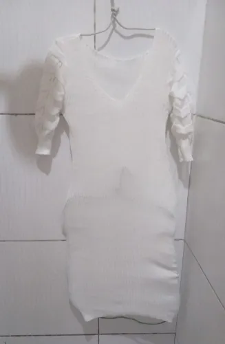 Vestido Midi Tricot Branco Feminino
