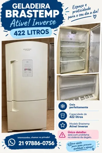 Vende-se geladeira BRASTEMP Ative Inverse 422 LITROS