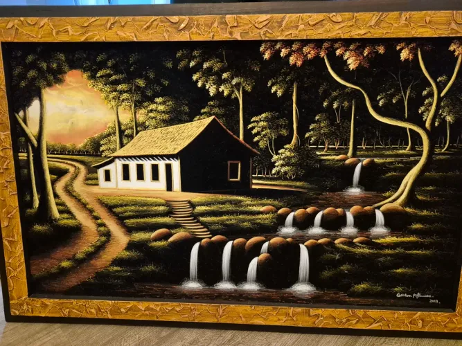 Quadro pintura manual em Veludo