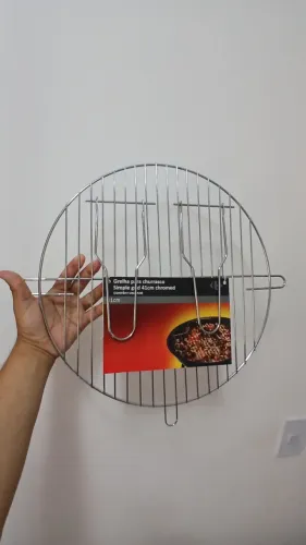 Grelha Para Churrasco 41cm Cromada Aço Inox Alça Dupla Grill Inoxidavel de fácil limpeza