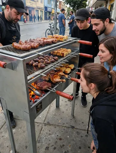 Churrasqueira Para Espetinhos Profissional Grande, Pés Removíveis de Aço, 2 Grelhas Inox