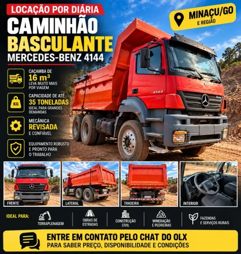 LOCAÇÃO NA DIÁRIA - CAMINHÃO BASCULANTE - MB 4144 - CAÇAMBA 16m3