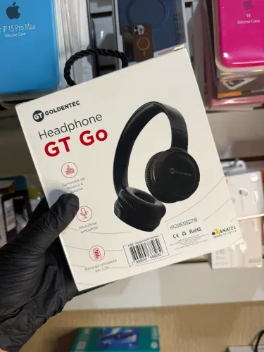 HEADPHONE GOLDENTEC - PRETO E ROSA
