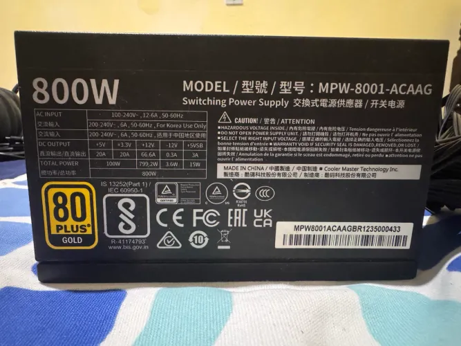 Fonte Gamer Cooler Master G800 Gold 800W 80 Plus Gold