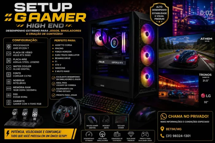 PC Gamer simulador  (não acompanha volante e pedal)
