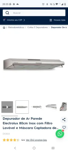 Depurador de ar Electrolux Inox 80 cm