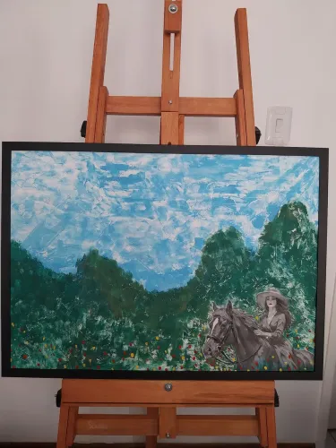 Quadro decorativo pintado à mão 70cm×50. Novo.