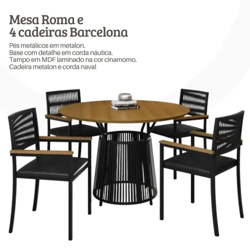 Mesa com 4 cadeiras para aérea externa 