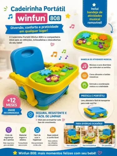 ? Cadeirinha Portátil Winfun 808 com Bandeja Musical - Excelente Estado