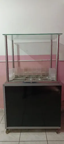 Balcão self service, cuba inox, açaí sorvete acompanhamentos Condimentadora buffet