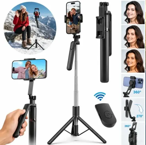Bastão Tripé portátil celular com controle