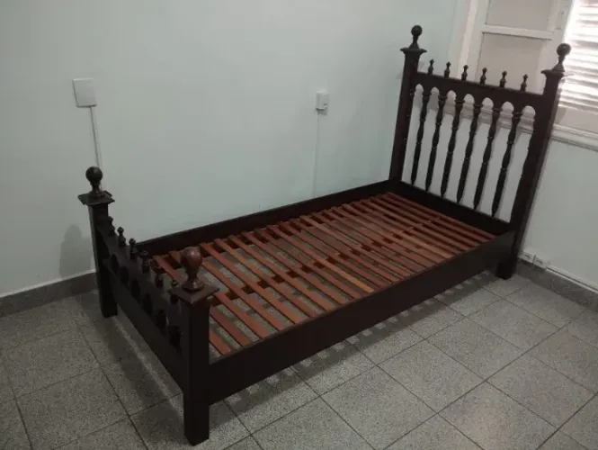 Cama de Solteiro Colonial em Peroba-Rosa Maciça - Linda e Resistente