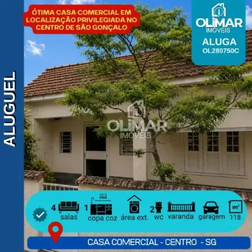 CENTRO- ALUGUEL OU VENDA DE ÓTIMA CASA COMERCIAL