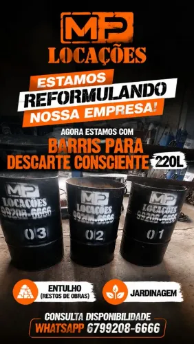 Barril para descarte de entulho e jardinagem locação 