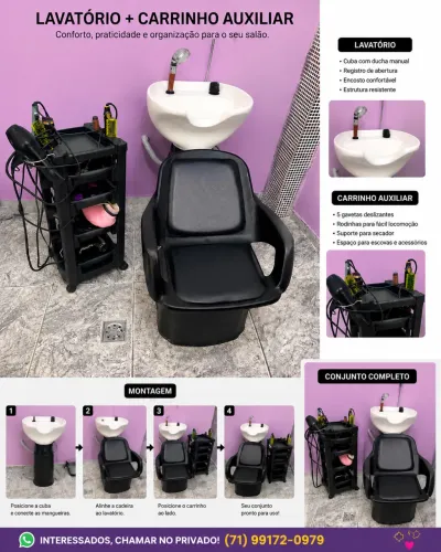 Lavatorio cuba porcelana+ carrinho auxiliar Dompel