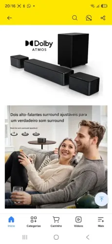 Soundbar Home Theater Tv Ultimea Poseidon D60 5.1 Dolbyatmos Preto 127/220v 40hz - 18khz