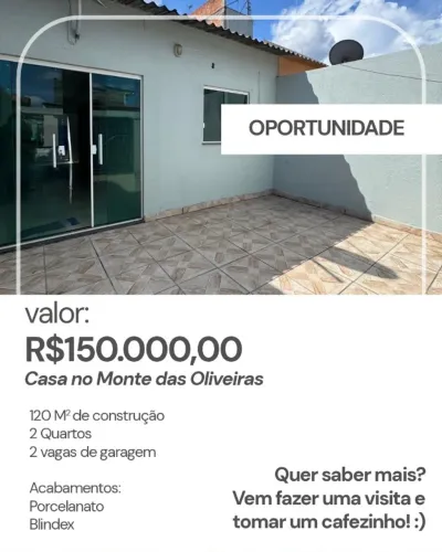 Oportunidade! Casa 2 Quartos no Porcelanato e com Edicula no Monte das Oliveiras