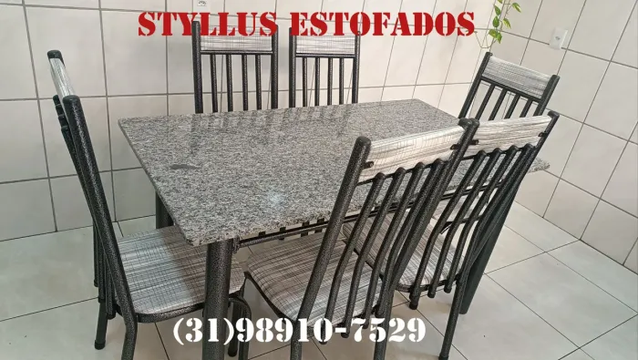 Mesa tubular com 6 cadeiras 