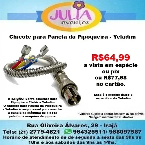 Chicote para Panela da Pipoqueira Eletrica - Yeladim