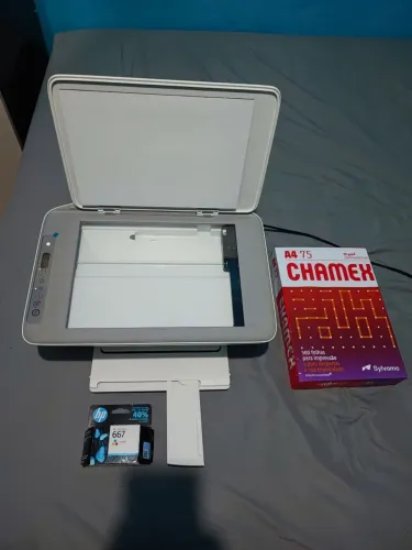 Impressora HP Multifuncional Wi-Fi + Cartucho e Papel A4