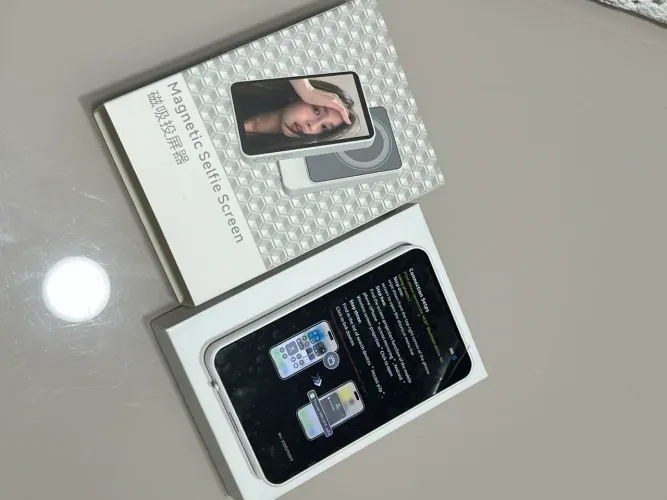 Monitor de telefone magnético - Selfie/câmera traseira em tempo real - Grande angular -