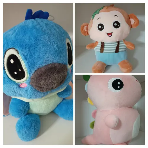 Kit de Pelúcias Stitch Dinossauro Macaco 
