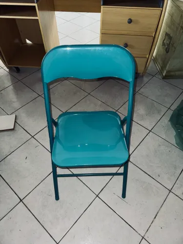 Cadeira Dobrável Metálica Azul/Turquesa