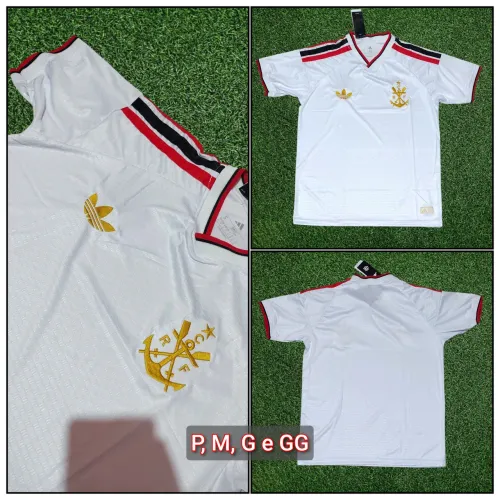 Camisa Flamengo retrô branca (P, M, G e GG)