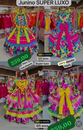 Vestido junino infantil de luxo novo