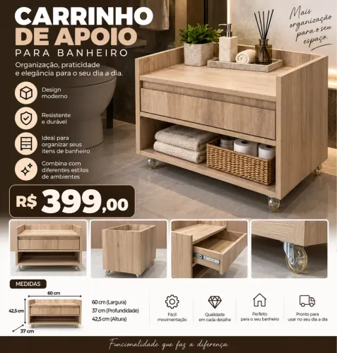 Carrinho apoio banheiro