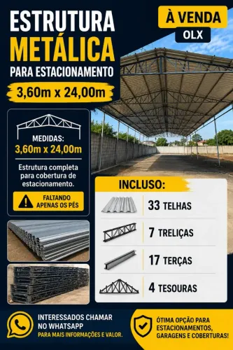 Estrutura metálica Barracão 3.60x24,00 metros