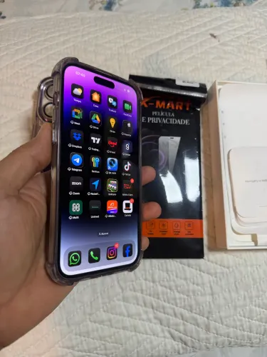 iPhone 14Pro Max (IMPECÁVEL) + película + capas