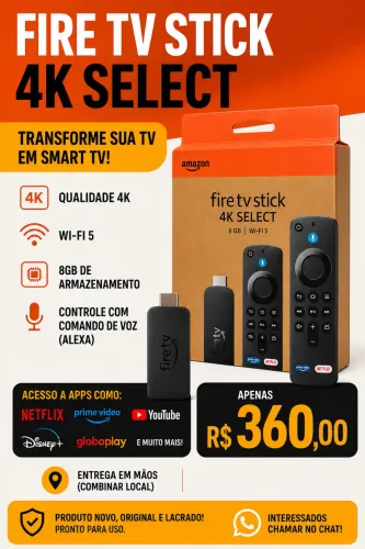 Fire TV Stick 4K Select - Novo | R$ 300