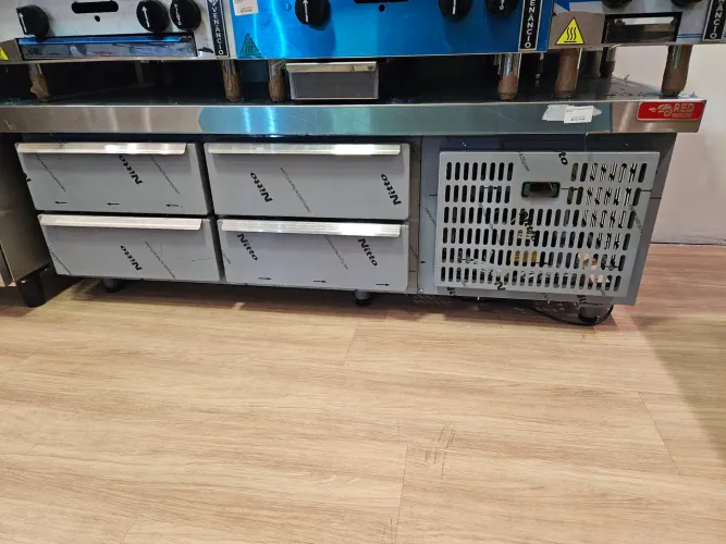 balcão refrigerado total inox 4 gavetas para hamburgueria - novo