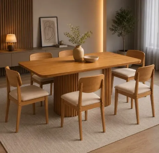 Conjunto de Jantar Verona 180 com 6 Cadeiras
