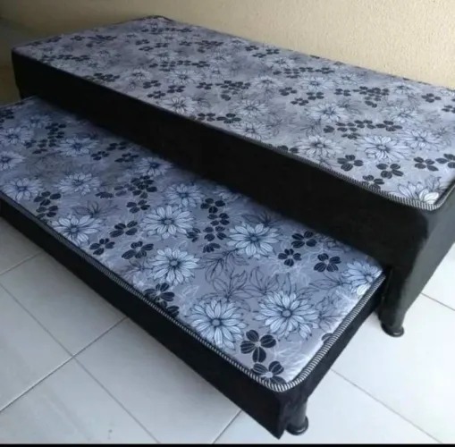 Cama box solteiro azul auxiliar 5cm