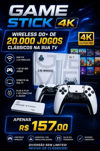 Vídeo Game Completo 2 Controles + Cartão com JOGOS 