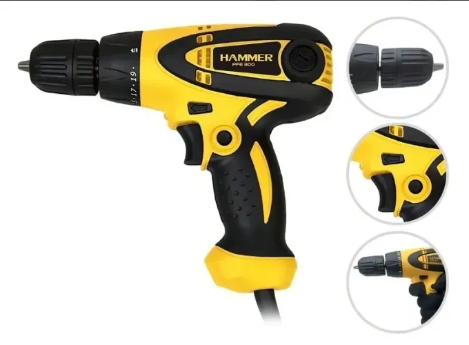 Parafusadeira furadeira elétrica Hammer 300 watts/220 v