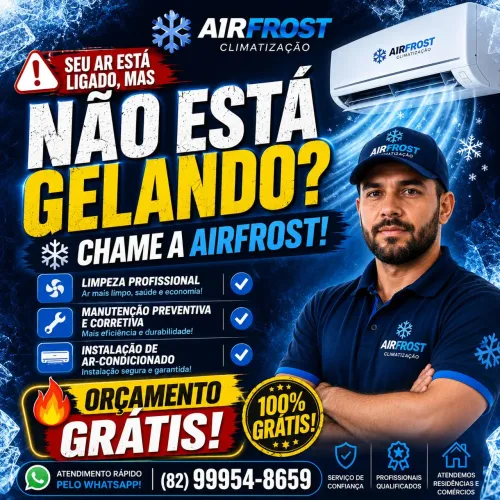 Seu ar-condicionado não gela como antes? Chame a AirFrost! Orçamento grátis.