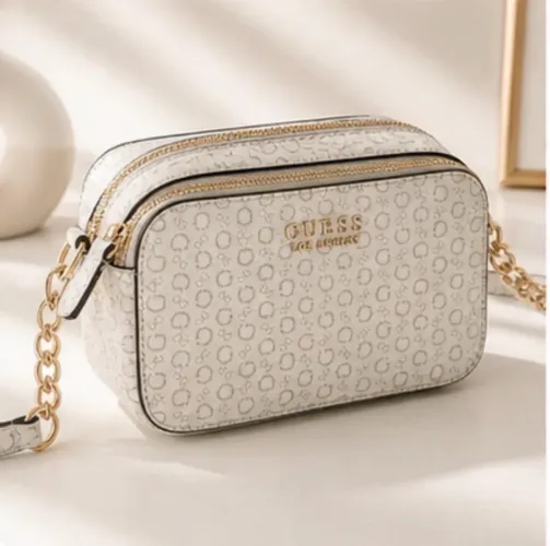 Bolsa Guess Original Branca Monograma Feminino Transversal Luxo