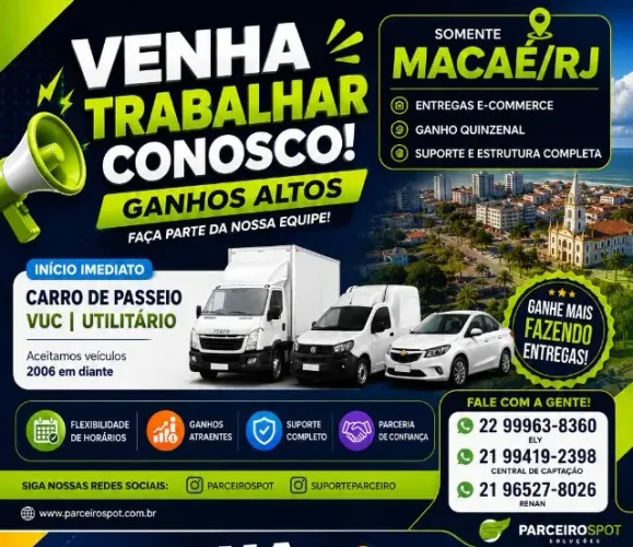 Vaga Agregando Entregador Shopee - Macaé e Rio das Ostras (Ganhos Quinzenais)