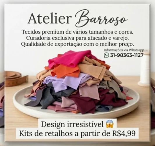 Retalhos direto da fábrica. Diversos tecidos e tamanhos.