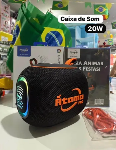 Caixa de Som Portátil Bluetooth com LED e Som Forte