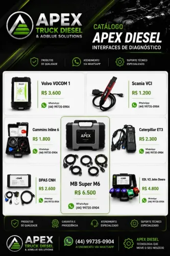 Interfaces de Diagnóstico Linha Pesada Volvo Scania CAT Cummins MB John Deere