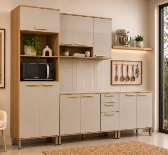 Cozinha Modulada 4 Peças Luciane Combo 02 Avela/Mocca
