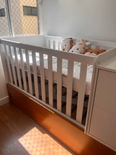Berço 3 em 1 + Colchão + Roupas de Cama (NOVAS)