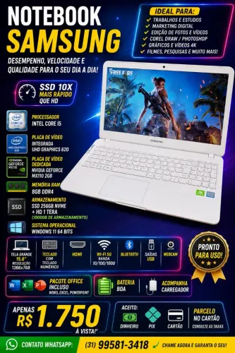 Notebook GAMER ,Core i5, SSD 256gb MVme + 1 TERA HD, wi-fi 5G windows 11 (OPORTUNIDADE)