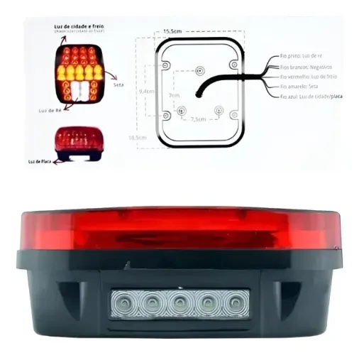 Lanterna Led Traseira Caminhao Marmitao Marmita 12v 24v Par